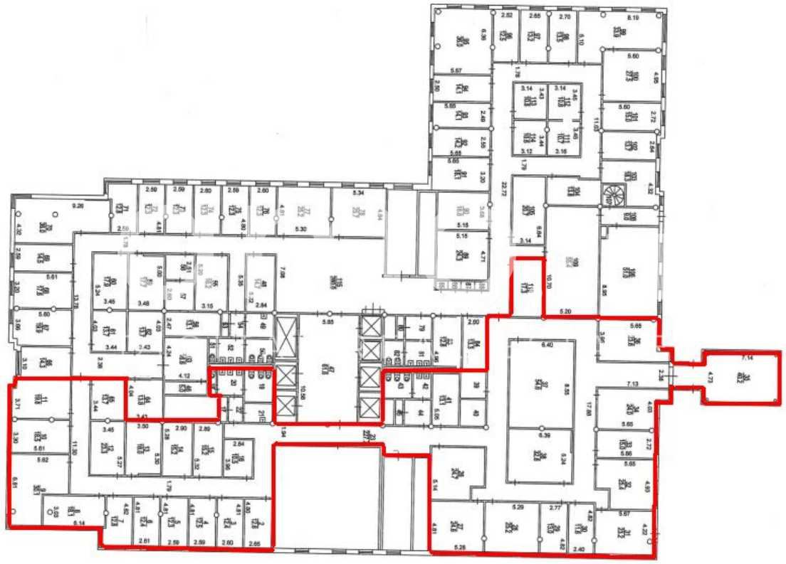 Планировка офиса 1078.6 м², 6 этаж, Бизнес-центр «Смоленский Пассаж»